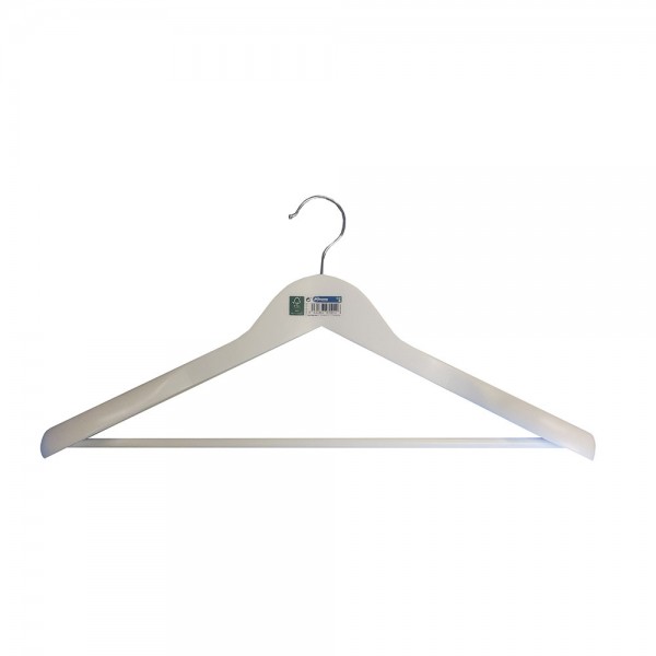 Percha contorneada con hombreras madera blanca ecológica fsc 45 x 5,5 x 23 cm Percha contorneada con hombreras madera blanca ecológica fsc 45 x 5,5 x 23 cm